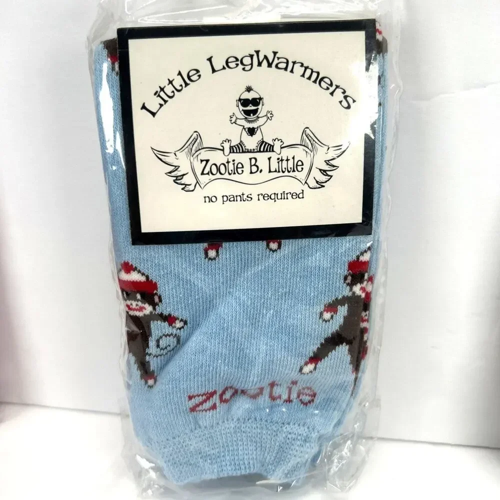 3‎ Zootie B. Little Leg Warmers Baby & Toddler NEW Blue Grey Red Sock Monkey